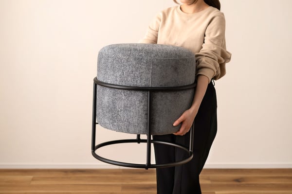 スツール 幅45×奥行45×高さ49cm オットマン 腰掛け 完成品 組立不要 グレー アイボリー