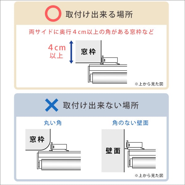 壁空け不要 つっぱりロールスクリーン 幅60cm 採光タイプ リビング