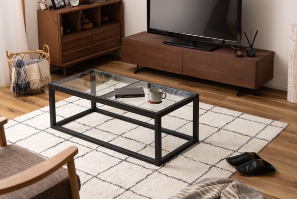 ガラステーブル 幅110×奥行50×高さ38cm テーブル ローテーブル センターテーブル 完成品