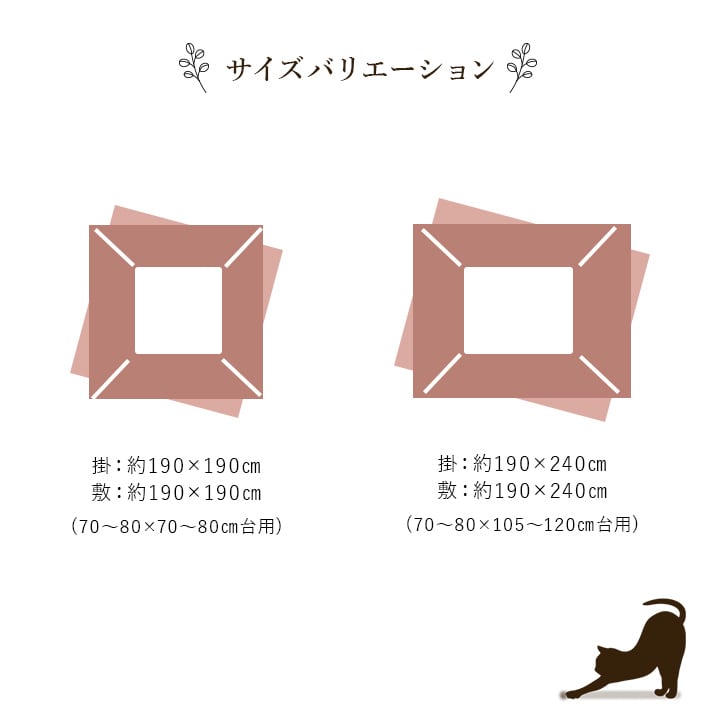 掛敷セット かりん セット 普通版正方形 NV 190X190 190×190cm こたつ コタツ