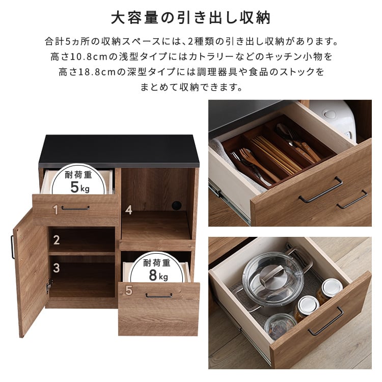 食器棚 日本製 特殊鋼板を使ったキッチンカウンター(ドアタイプ) 80cm幅 キッチン 収納 完成品