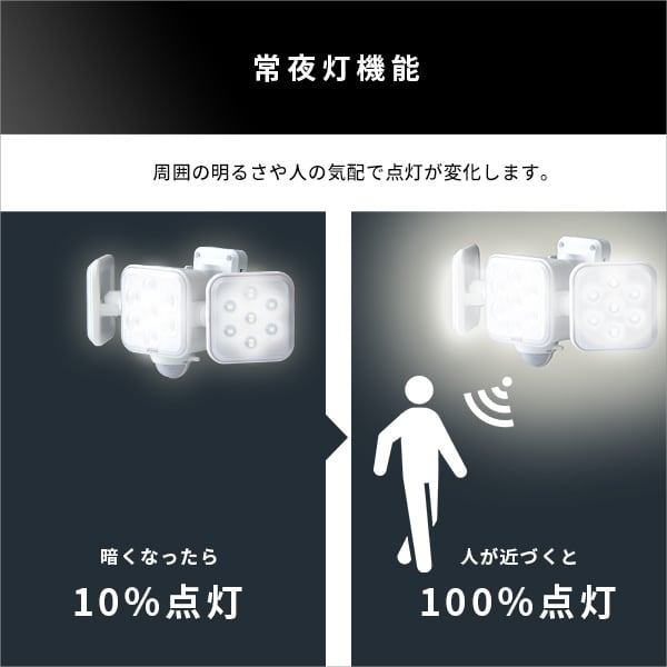 照明 5W×3灯 フリーアーム式LEDソーラーセンサーライト LEDセンサーライト 5W 3灯 防雨