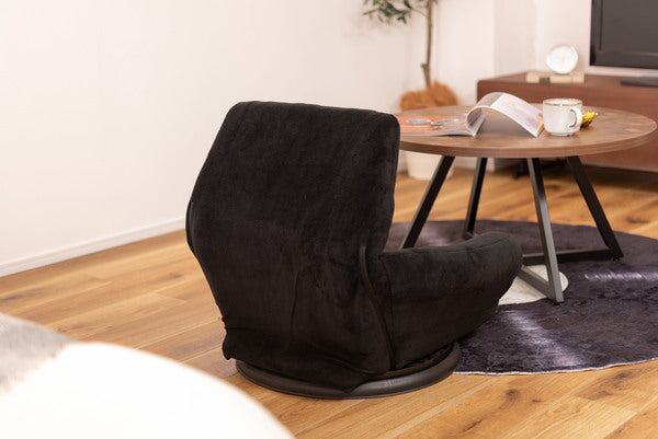 フロアチェア バケットリクライナー 幅65×奥行66×高さ58cm ダイニングチェア 完成品 ブラック 折りたたみ リクライニング スチール