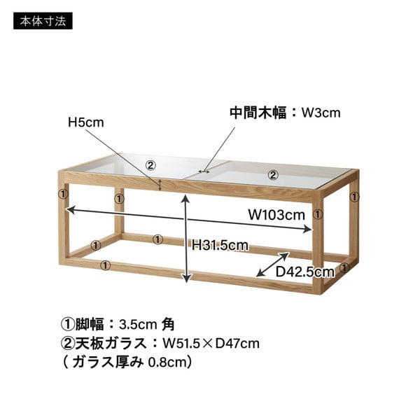 ガラステーブル 幅110×奥行50×高さ38cm テーブル ローテーブル センターテーブル 完成品