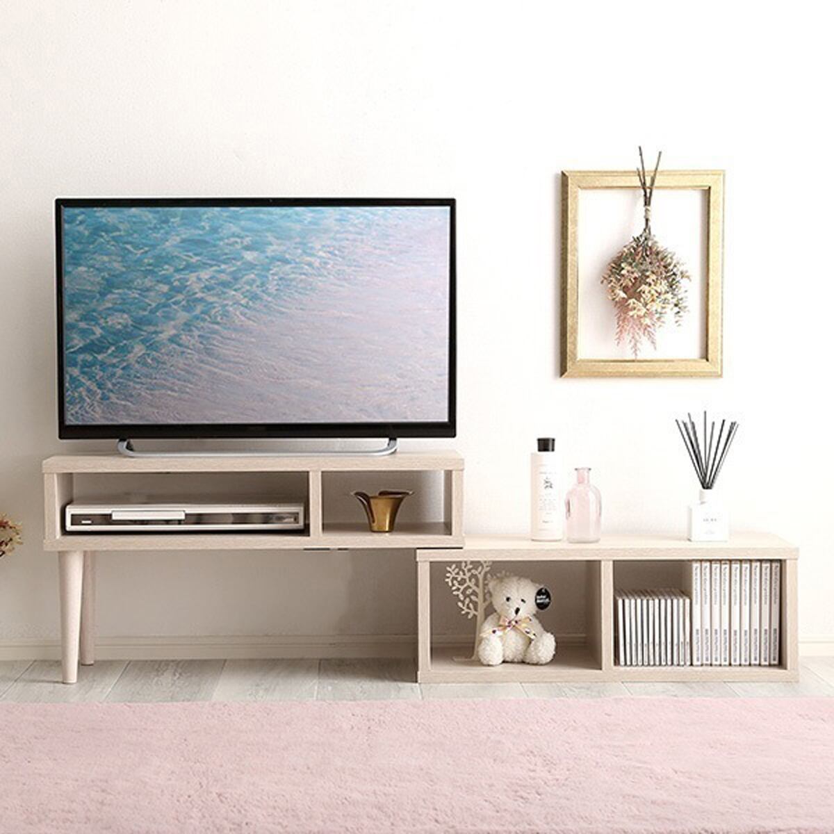 大人かわいいインテリア コンパクト伸縮テレビ台 インテリア 大人かわいい 32型対応 コーナー