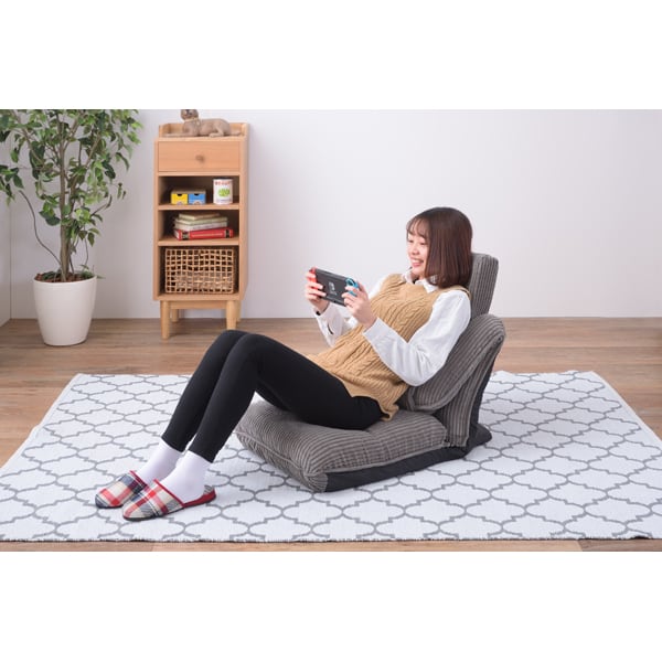 4WAYハイバックフロアチェア 幅47×奥行70×高さ18cm ダイニングチェア 回転チェア リクライニング スチール