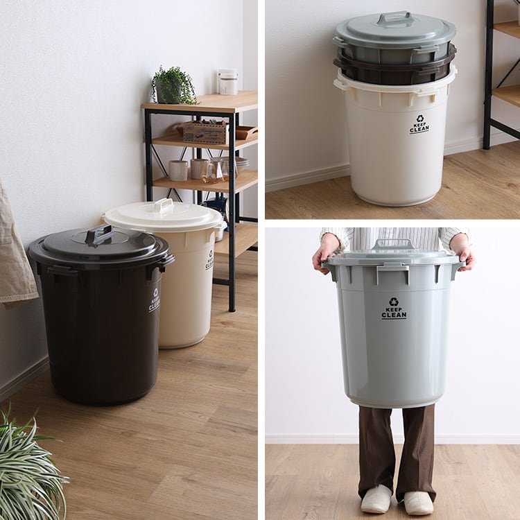 フタロック機能付き ラウンドゴミ箱45L