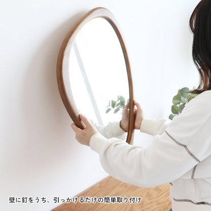 ミラー Wall Mirror -pebble- 幅45×奥行2.2cm 完成品 天然木