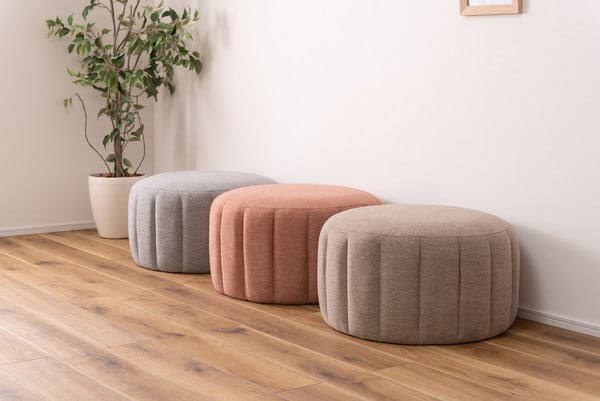 スツール 幅60×奥行60×高さ35cm オットマン 腰掛け 完成品 組立不要 ベージュ ピンク