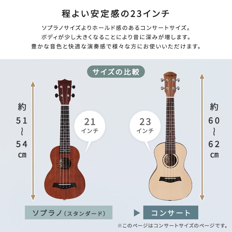 初心者でも始めやすい ウクレレ 13点セット 23インチ(コンサート) 初心者 セット ケース付き