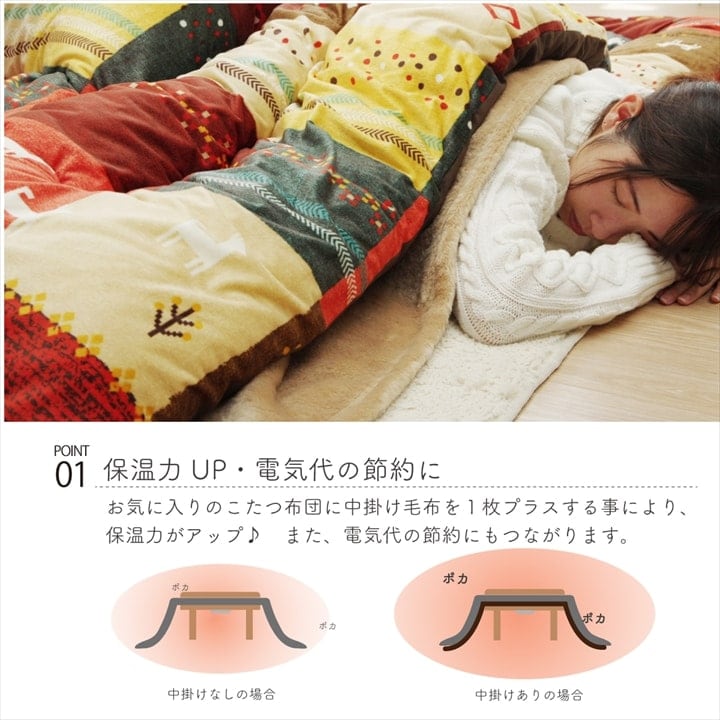 中掛け布団 アクリル 大判長方形5尺 BR 200X280 200×280cm こたつ こたつセット