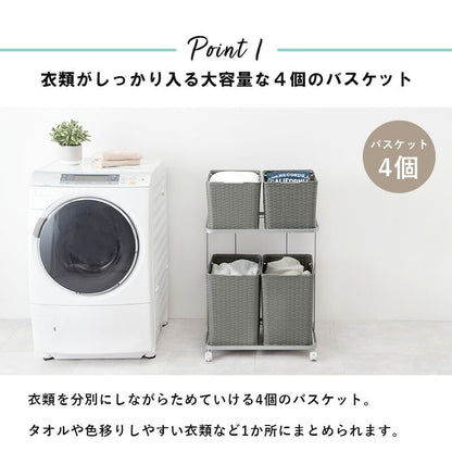 ラック ランドリーラック-RAN 4個タイプ 60×40×97cm リビング収納 キャスター付き スチール