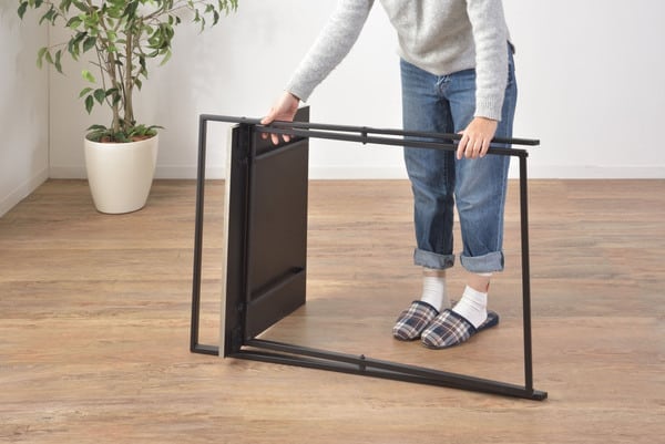 フォールディングデスク 幅90×奥行40×高さ72cm ワークデスク パソコンデスク 学習机 ブラック 折りたたみ 完成品 スチール