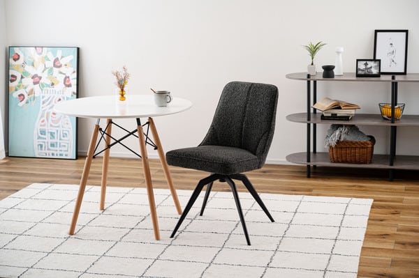 ダイニングチェア 回転チェア 幅49×奥行58×高さ84cm ダイニング家具 ダークグレー ホワイト