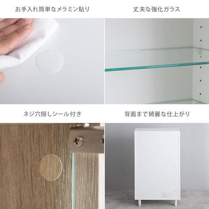 コレクションラック 幅50cm×奥行29.6cm Mysa 引き出し付きコレクションケース 天然木