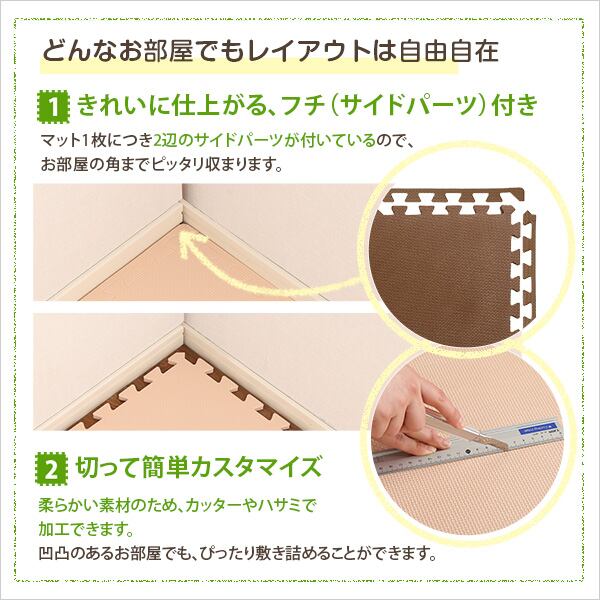 サイドパーツ付きジョイントマット 8枚セット 大判60cm 安心の低ホルムアルデヒド防音保温