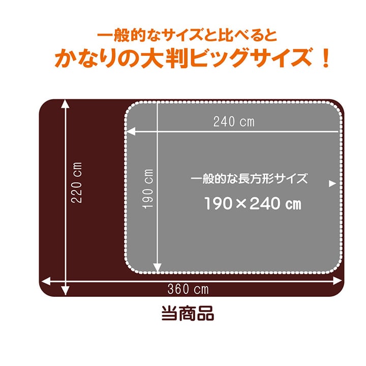 こたつ敷 大判ドークロング 大判長方形(8尺) 敷 BR 220X4 220×400cm
