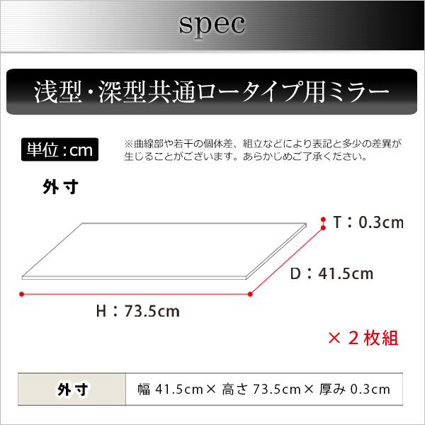 コレクションラック 専用ミラー2枚セット(ロータイプ用 深型・浅型共通) コレクションケース用 深型