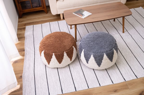 ファブリック ラウンドスツール 幅50×奥行50×高さ36cm 日用品 完成品 組立不要 ブラウン
