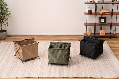 ストレージ フォールディングバスケットS 幅36.5×奥行40×高さ37.5cm リビング収納 薄型 折りたたみ スリム 完成品 スチール