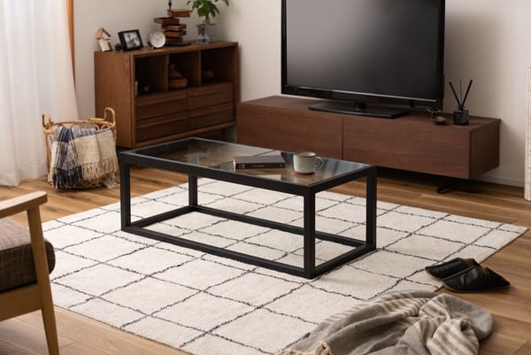 ガラステーブル 幅110×奥行50×高さ38cm テーブル ローテーブル センターテーブル 完成品