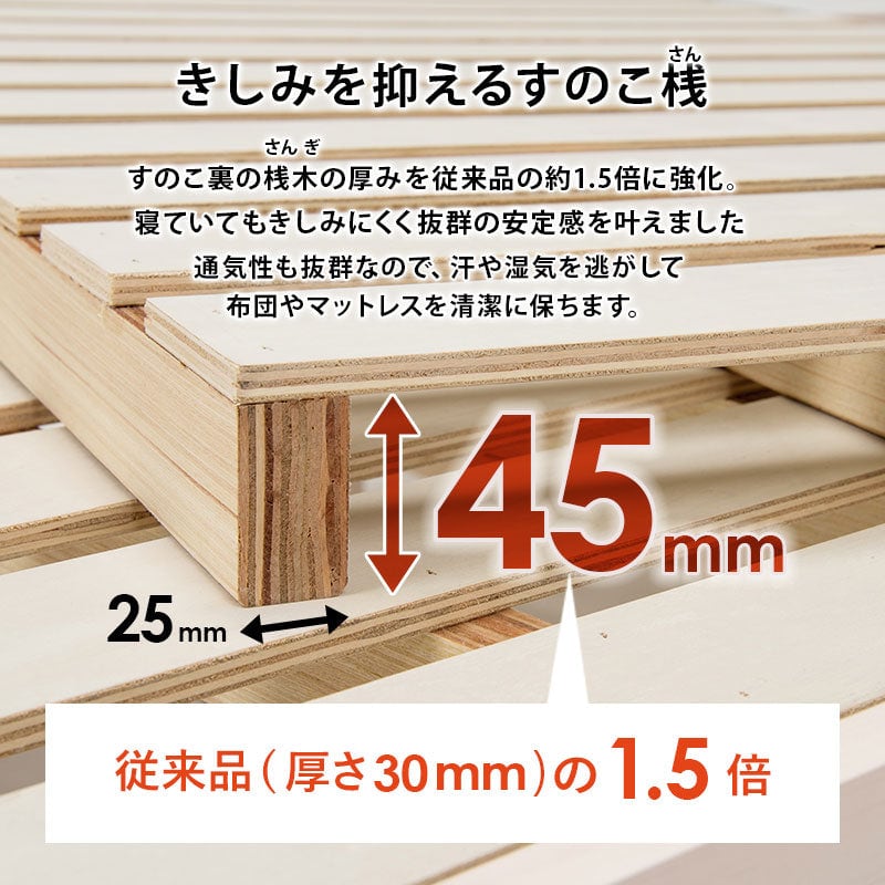 マットレス 組立簡単 マットレス付宮棚付きシングルベッド 幅100×奥行207.5cm 天然木