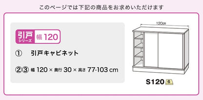 ラック セミオーダーカウンター下収納ぴったりくん キャビネット 幅120cm×奥行30cm 食器棚 完成品
