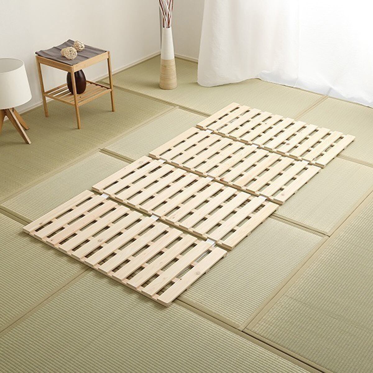 マット すのこベッド四つ折り式 檜仕様(シングル) 97x196x2.5cm 家具 インテリア 湿気