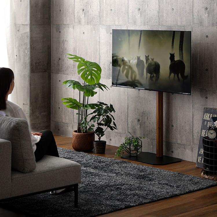 木目が美しい八角壁寄せテレビスタンドハイタイプ専用 ハードディスクホルダーセット 八角テレビスタンド