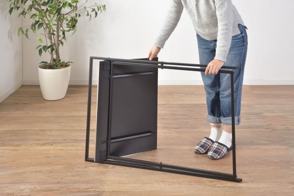 フォールディングデスク 幅90×奥行40×高さ72cm ワークデスク パソコンデスク 学習机 ブラック 折りたたみ 完成品 スチール