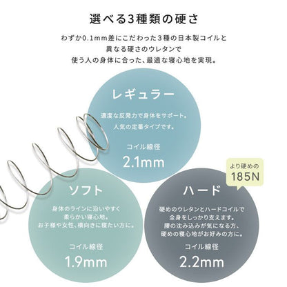 日本製ポケットコイルマットレス nukkua-ヌックア- (ショートセミシングル) 幅80×奥行180cm 防ダニ 抗菌 一人暮らし