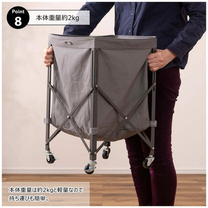ストレージ フォールディングバスケットワゴン 幅36×奥行36×高さ56cm リビング収納 折り畳み 折りたたみ 大容量 スチール