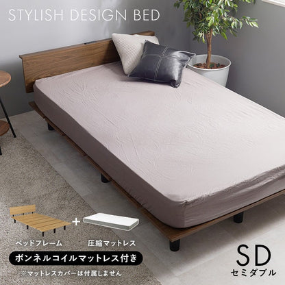 マットレス マットレス付セミダブルベッド 幅120×奥行208.5cm スチール