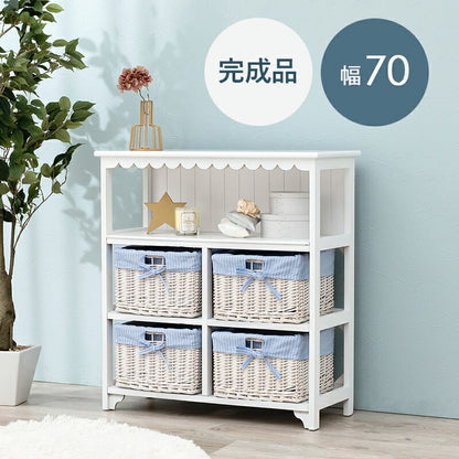 キャビネット キャビネット-MCC4杯-フリル 4杯 70×30×75cm サイドボード 完成品