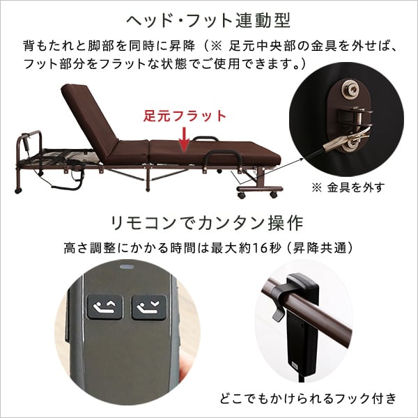 マット 電動リクライニングベッド 折りたたみ 無段階リクライニング 簡単リモコン 高反発マットレス