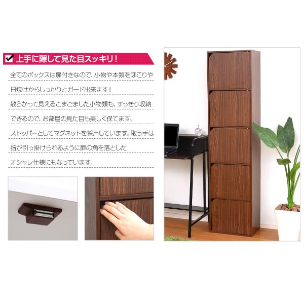 ラック A4サイズ収納OK!扉付きカラーボックス カラーボックス 扉付き 5段 キャビネット 本収納