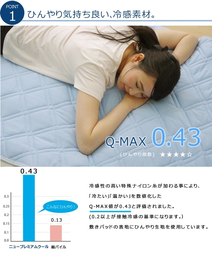 新プレミアムクール ダブル 敷パッド 140X205 140×205cm 日用品 消臭 寝具