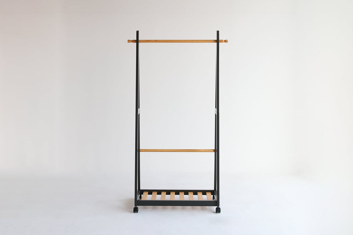 ハンガーラック コート掛け ポールハンガー パイプハンガー ウッドラック 洋服掛 幅85×奥行39.5cm 天然木 一人暮らし