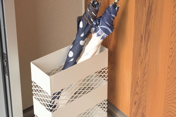 カサタテ 傘立て 幅28×奥行12×高さ41cm 玄関収納 完成品 組立不要 スリム 薄型 ホワイト