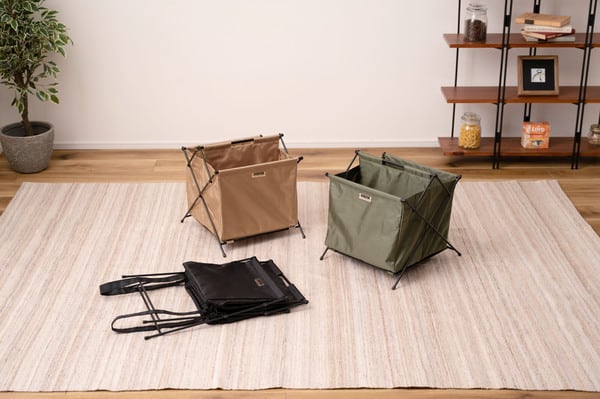 ストレージ フォールディングバスケットS 幅36.5×奥行40×高さ37.5cm リビング収納 薄型 折りたたみ スリム 完成品 スチール