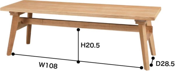 ダイニングチェア モティ ベンチ 幅120×奥行36×高さ36cm ダイニング家具 ウレタン塗装