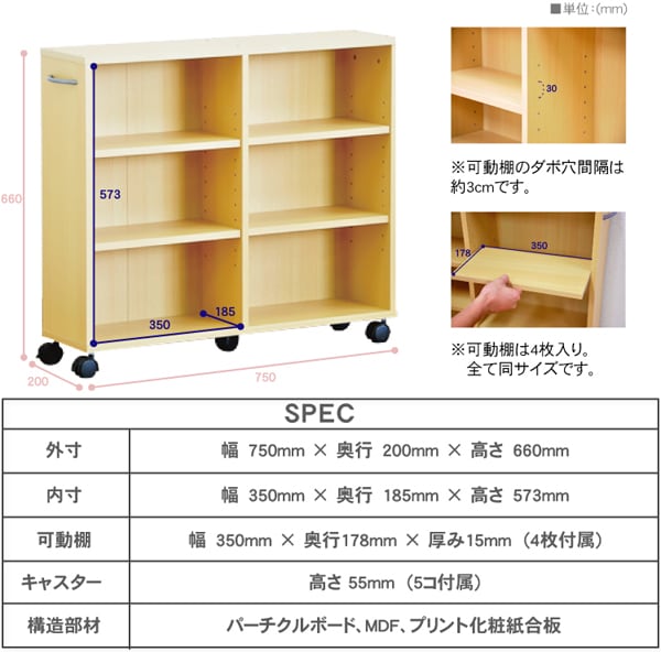 ラック 隙間収納家具 収納 押入れ キャスター 隙間 本棚・書棚・シェルフ 本棚 シェルフ ホワイト