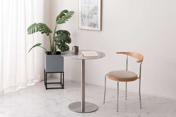 ダイニングテーブル カフェテーブル ラウンド 幅60×奥行60×高さ72cm ダイニング家具 シルバー