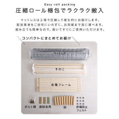 脚付きボンネルコイルロールマットレス SPINNAM-スピンナム- シングルサイズ 幅97×奥行195cm 一人暮らし