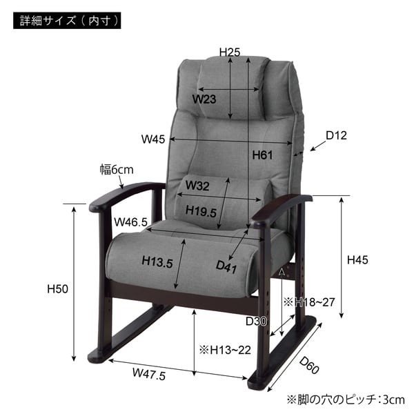 フロアチェア 楽々チェア 幅58×奥行60×高さ99cm チェア ダイニングチェア デザインチェア