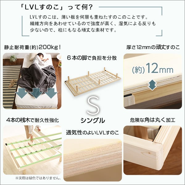 3段階高さ調節 脚付きすのこベッド(シングル) (ポケットコイルロールマットレス付き) シングル