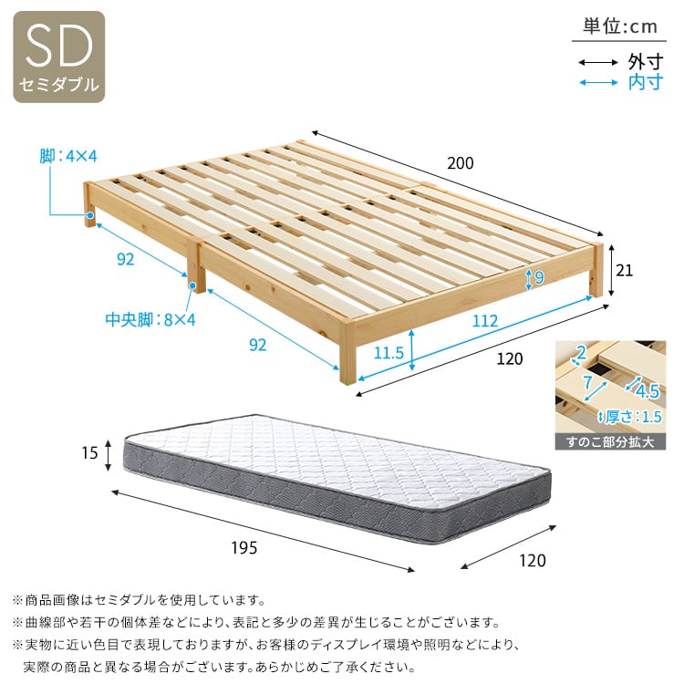 2分で完成!組立簡単ベッド ボンネルコイルマットレスセット(セミダブル) ベッド マットレス付 頑丈