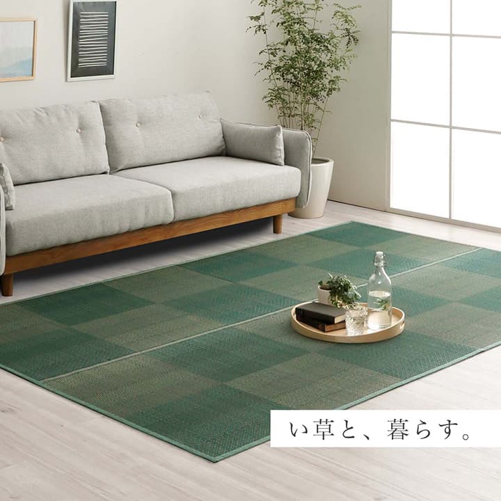 花ござ *ルネ 江戸間3畳 BL 174X261 174×261cm ラグマット カーペット ラグ