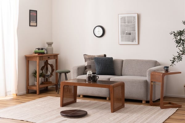 サイドテーブル 幅30×奥行40×高さ55cm 完成品 組立不要 ラタン センターテーブル テーブル