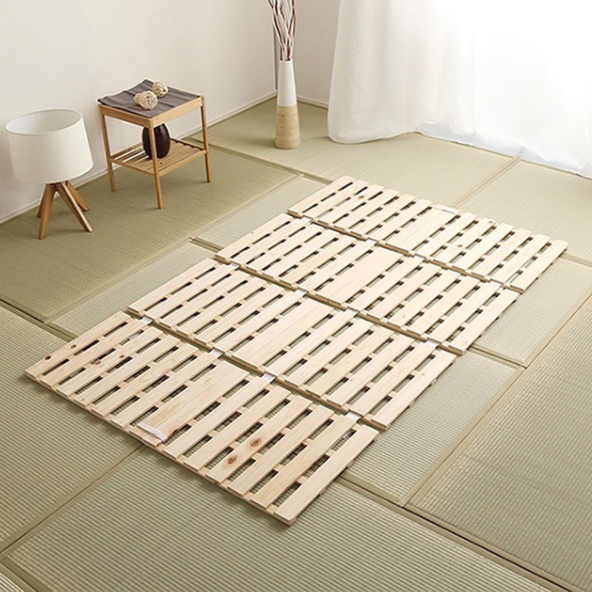 マット すのこベッド四つ折り式 檜仕様(セミダブル) 120x196x2.5cm 家具 インテリア